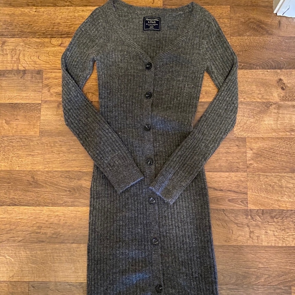 Gray midi sweater dress